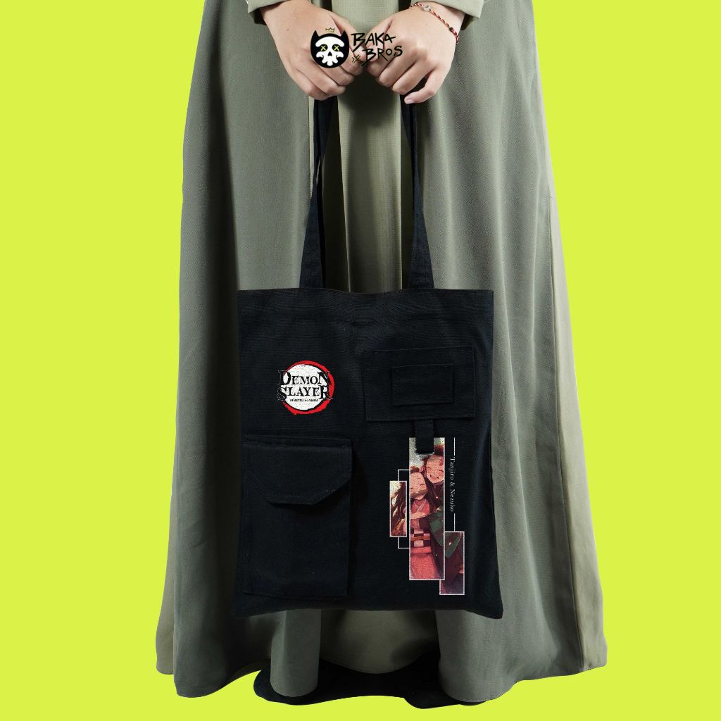 Bakabros Tas Tote Bag Tas Jinjing Unisex Design Tanjiro & Nezuko