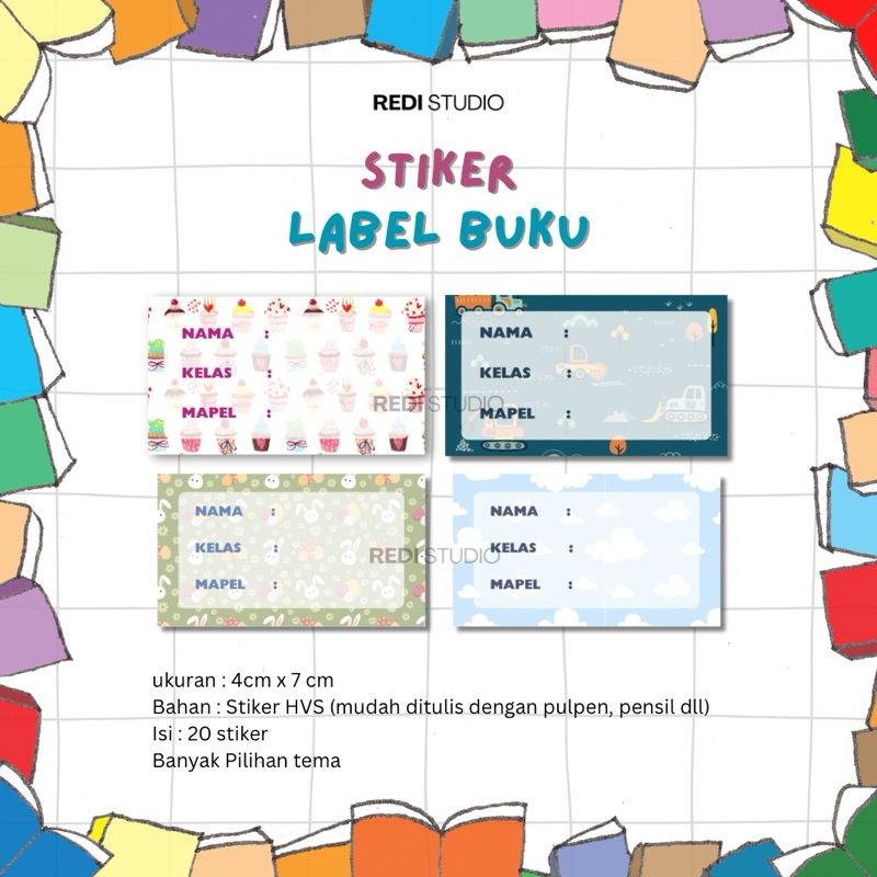 

[REDISTUDIO] Stiker Label Buku Pelajaran Anak Sekolah banyak tema