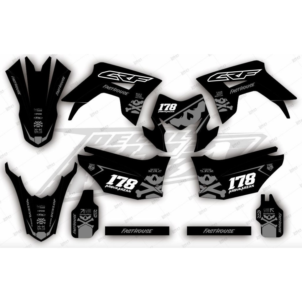 Decal Sticker - Stiker Dekal Honda CRF 150 L 158 WARNA ABU HITAM