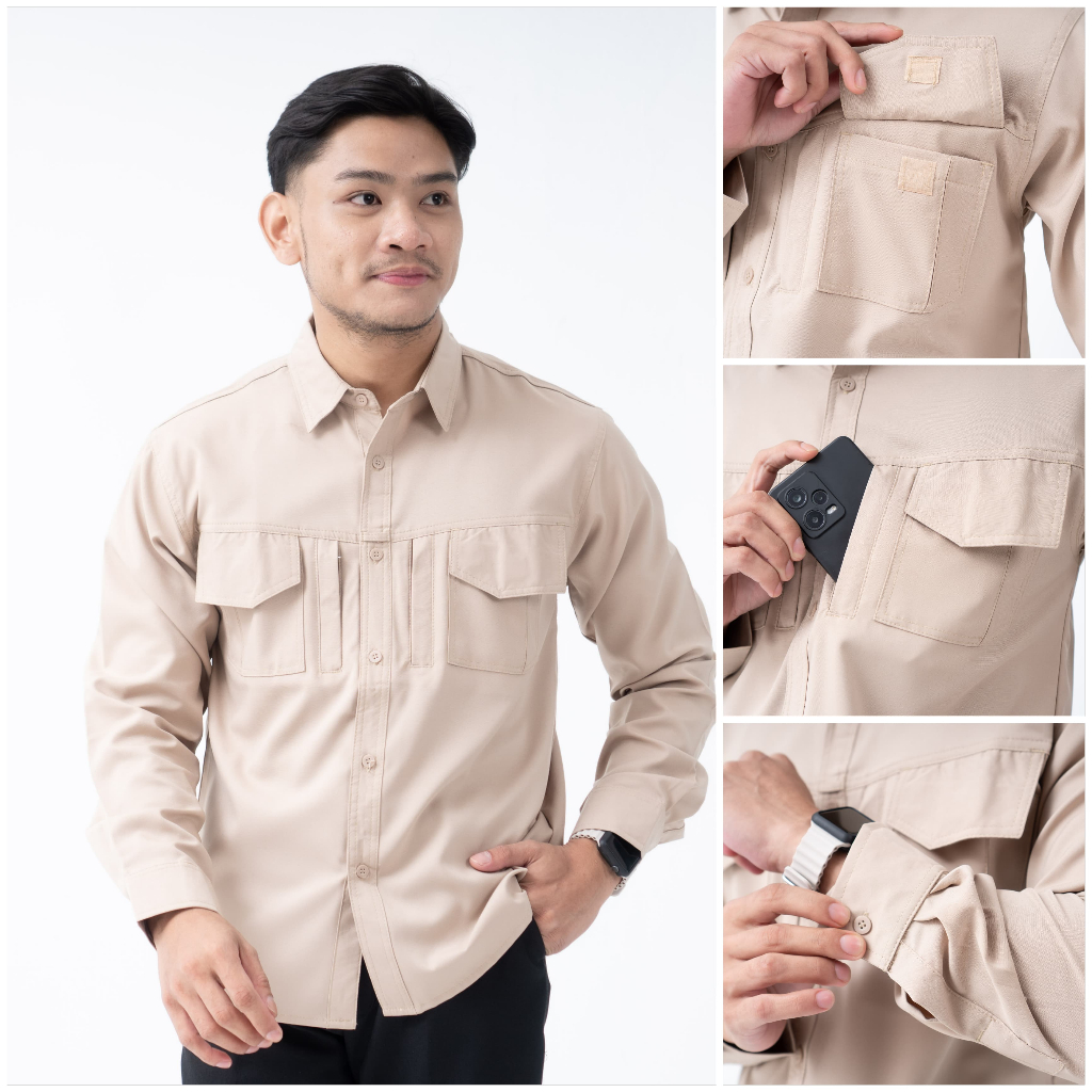 Twoon - Kemeja Stretch Lengan Panjang/kemeja pria/kemeja tactical/ kemeja kerja/kemeja outdor