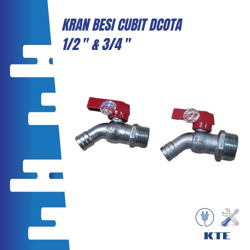 Kran air besi gagang cubit Dcota ukuran 1/2" dan 3/4"