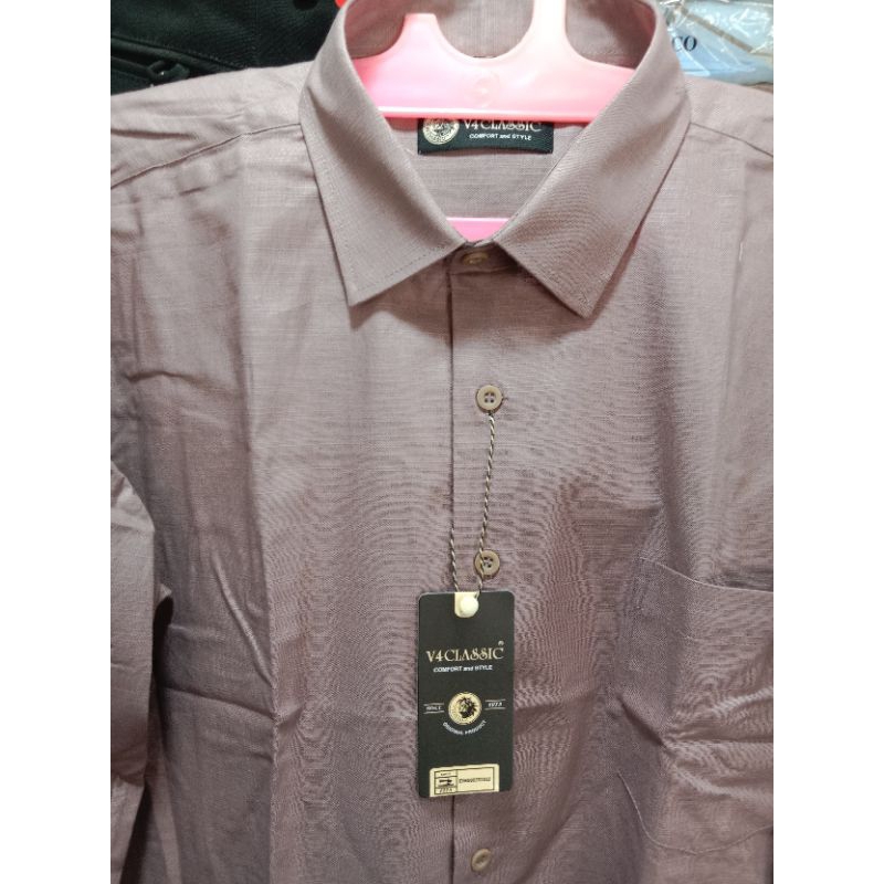 kemeja tangan panjang pria  merk V4 classic warna antler