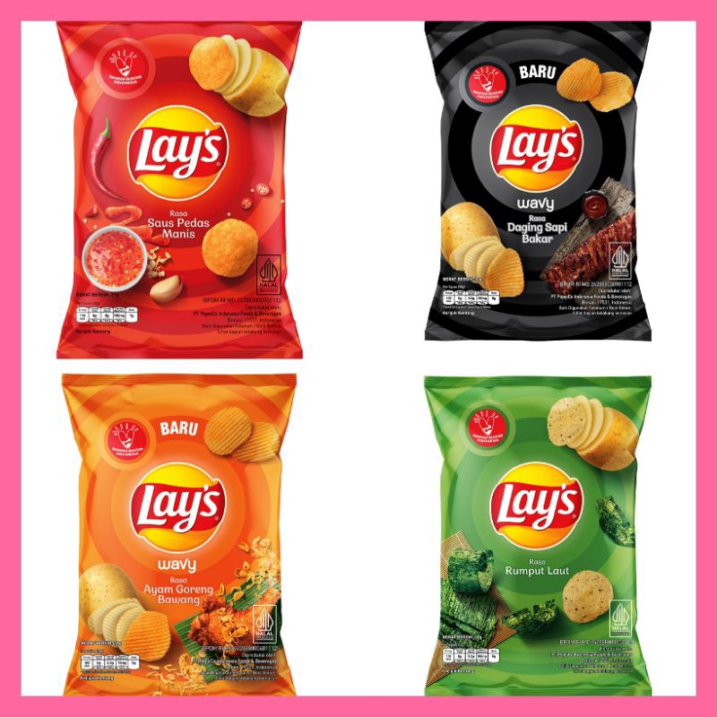 

lays Snack keripik kentang wavy rumput laut pedas manis sapi bakar ayam goreng 31gr 64gr