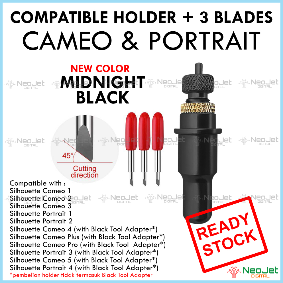 

Paket Compatible Holder + 3 pcs Blade Murah Mesin Cutting Sticker Cameo Portrait Bisa Ganti Pisau