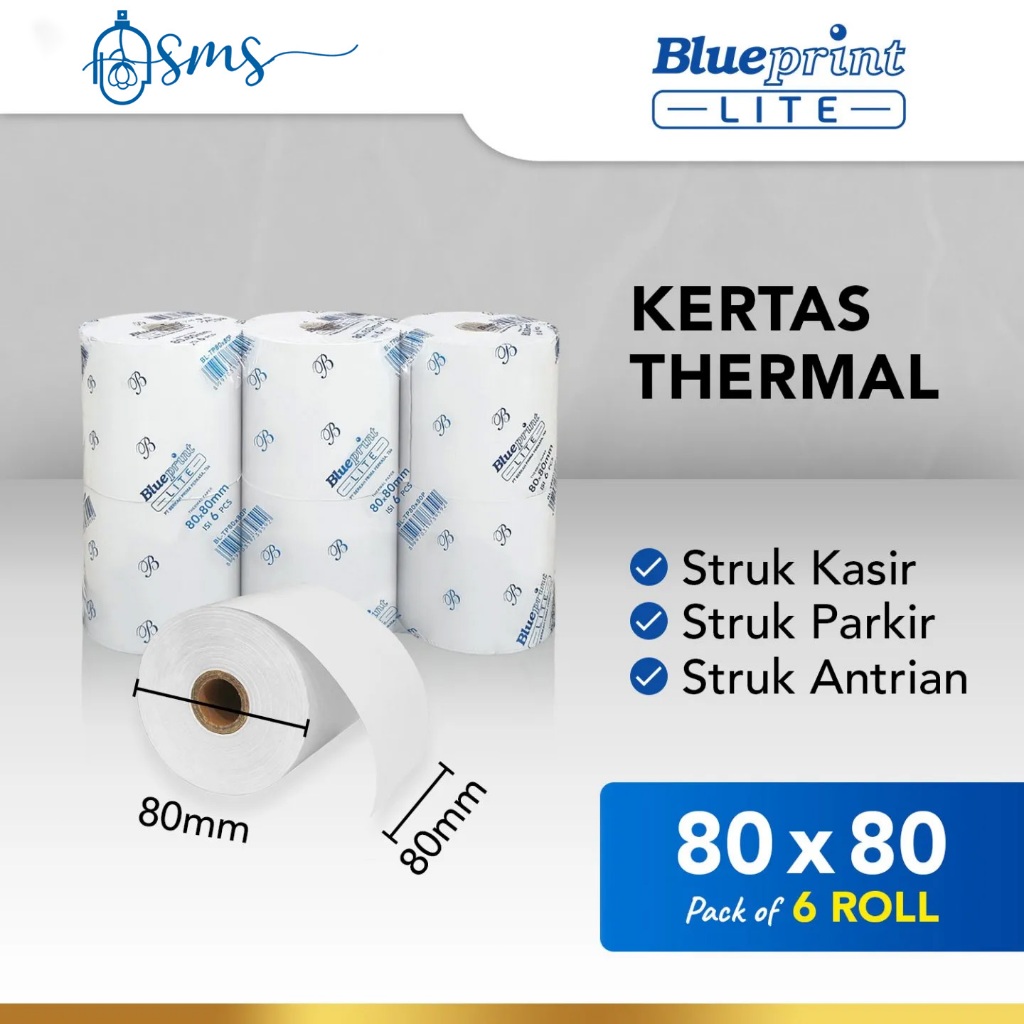 

Kertas Thermal 80x80 mm Blueprint Lite - 1 Pack Isi 6 Roll | Struk Kasir POS Printer