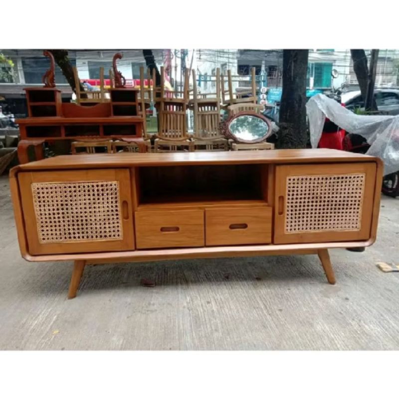 Bufet tv minimalis rotan/ bufet tv rotan/ bufet tv minimalis/ bufet tv estentik/ bufet tv murah