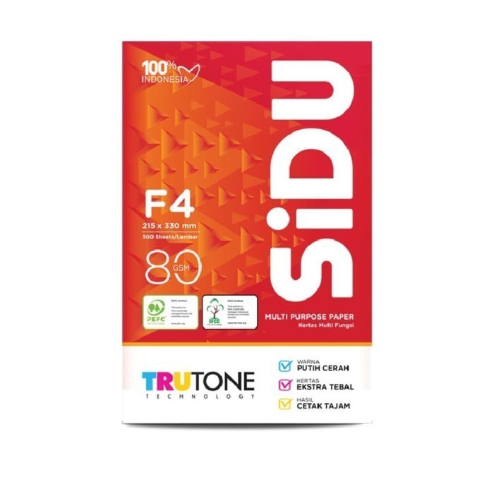 

SIDU Sinar Dunia F4 Kertas HVS Print Fotocopy 80gr/gsm