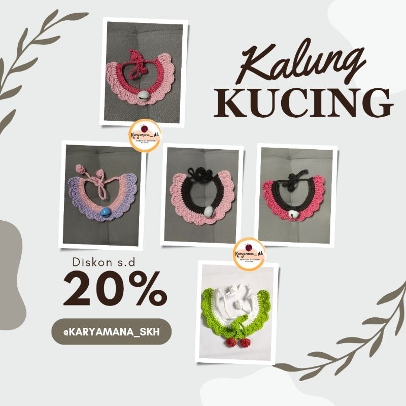 Kalung Kucing /Kalung Rajutan Kucing/ Pet collar crochet