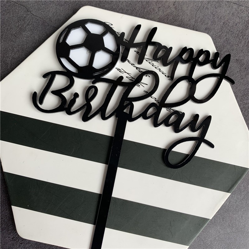 Cake Topper Happy Birthday Akrilik Tema Bola / HBD Akrilik Bola
