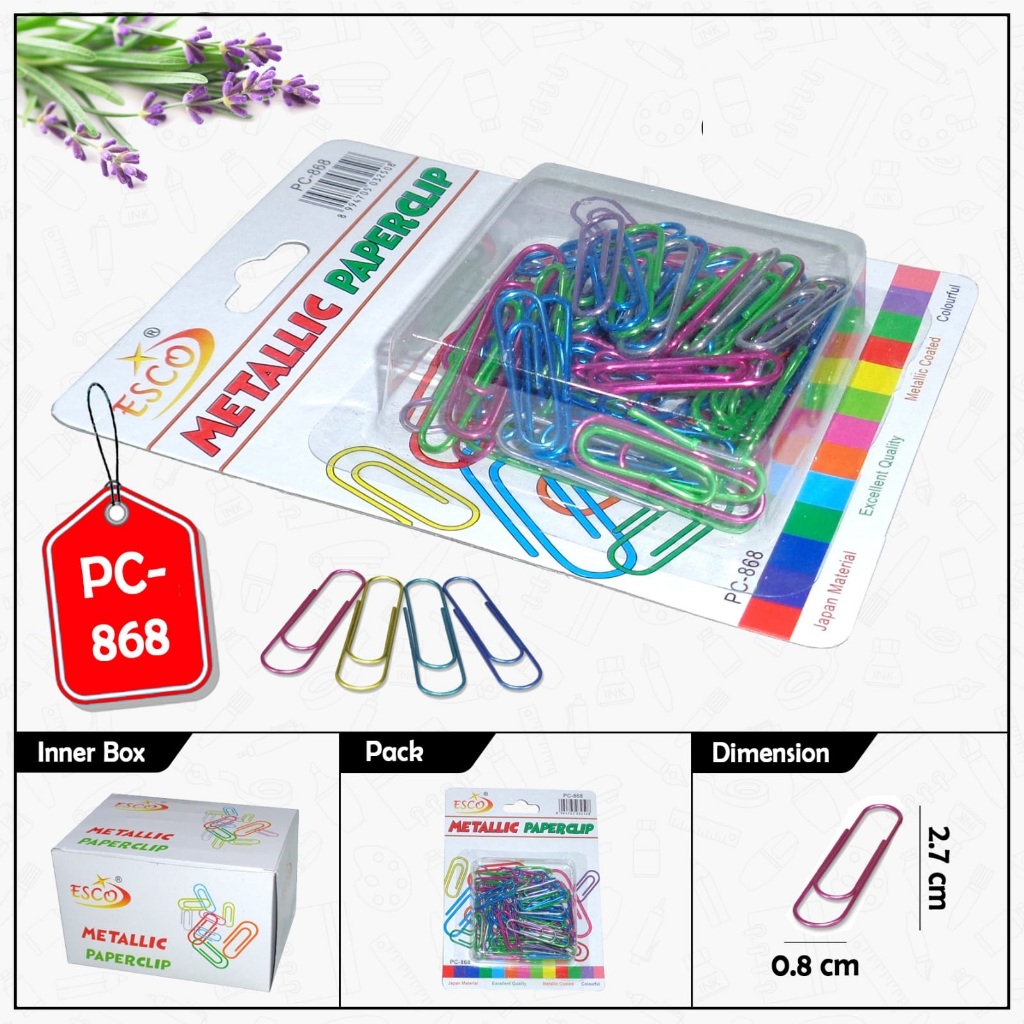 

Penjepit Kertas Paper clip ESCO warna metalic