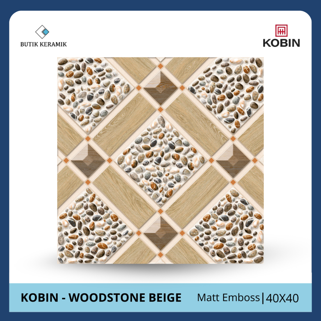 Keramik 40x40 Matt | Kobin | Woodstone Series | Matt Emboss | Grade A / KW 1 | Keramik Lantai I Kera
