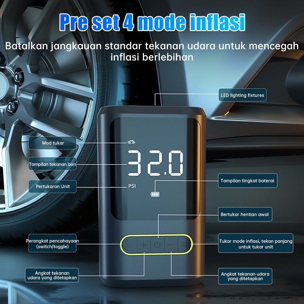 HOT SALE Pompa Ban Elektrik Mobil Motor Sepeda Portable Kompresor Angin Mini Cas USB Ban Digital