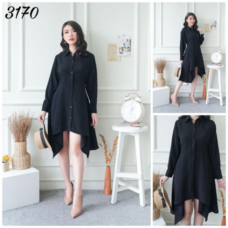 TUNIK KEMEJA  WANITA HITAM POLOS