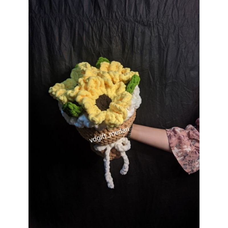 BUKET BUNGA MATAHARI RAJUT | BONEKA BUKET | BUNGA RAJUT