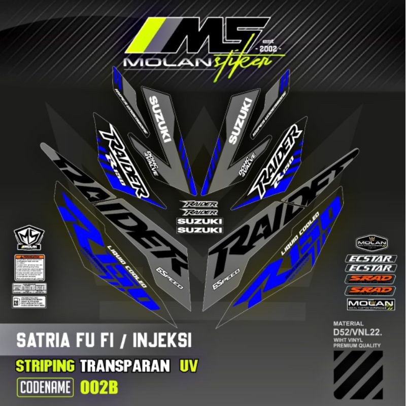 Decal Sticker Striping Variasi Transparan Uv Satria Fu Fi injeksi Raider R 150 Fi Suzuki Satria Fu 1