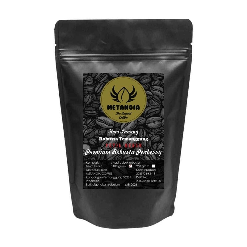 

Kopi Bubuk Lanang Robusta Peaberry Petik Merah 100 gram