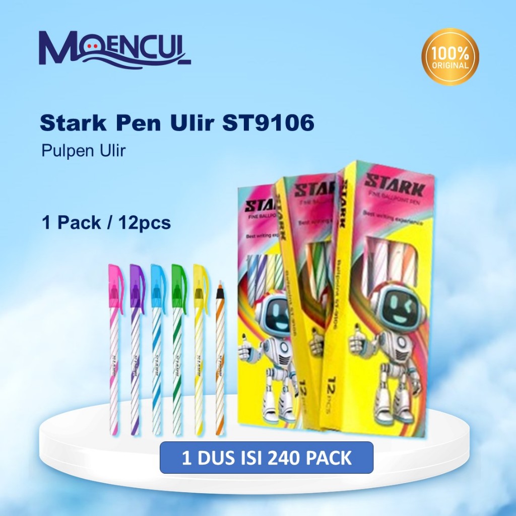 

Pulpen Stark 1 Pack isi 12 Pcs | Ballpoint Lilin Tinta Hitam | Pen Lilin | Pen Ulir | Moencul