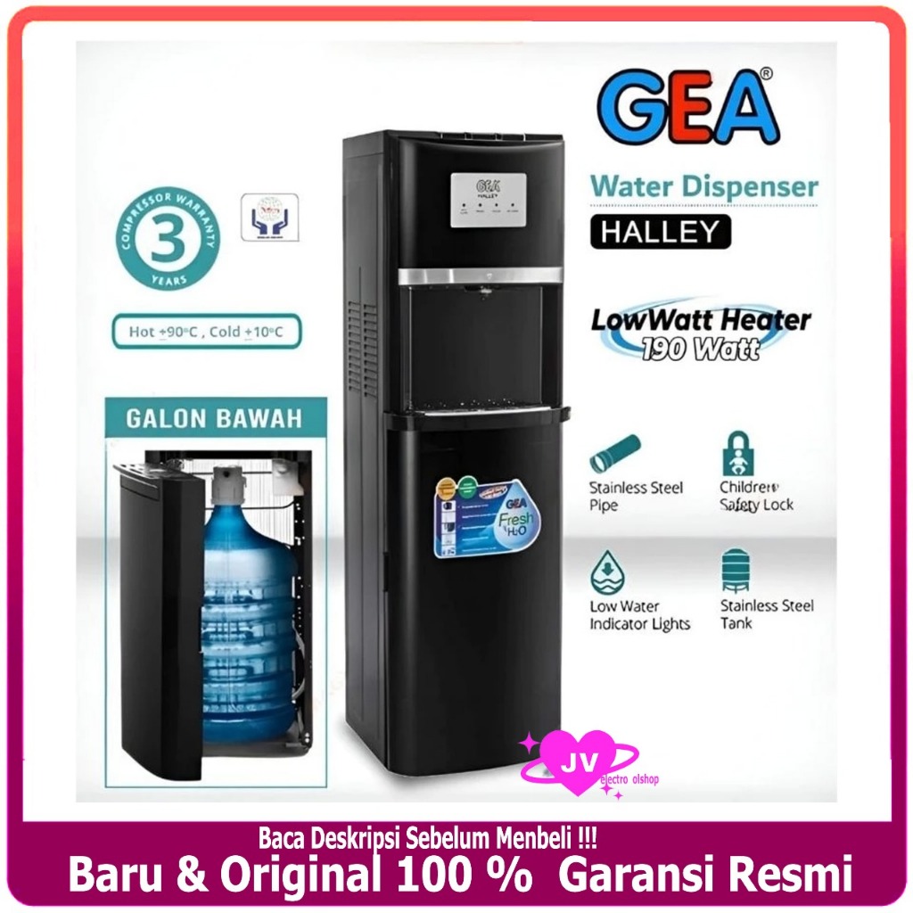 DISPENSER GEA HALLEY GALON BAWAH KOMPRESOR LOW WATT 190 WATT