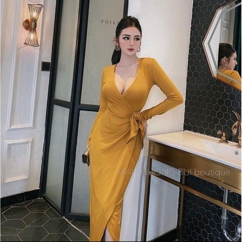 KYRA MIDI DRESS KANTORAN SEXY/DRESS TALI/KOREAN STYLE/FASHION WANITA KEKINIAN/BAJU CEWEK MODIS/BAHAN