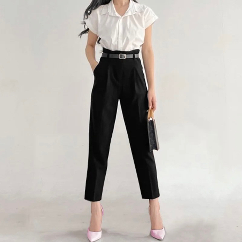 (Preloved) Celana Kain Belt Highwaist