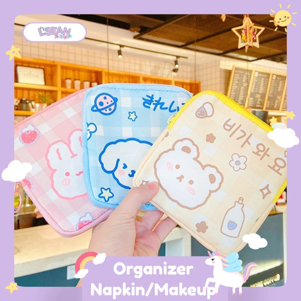 Pouch Pembalut / Pouch Mini Travelling Pouch MakeUp / Dompet Kecil Motif Korea Lucu