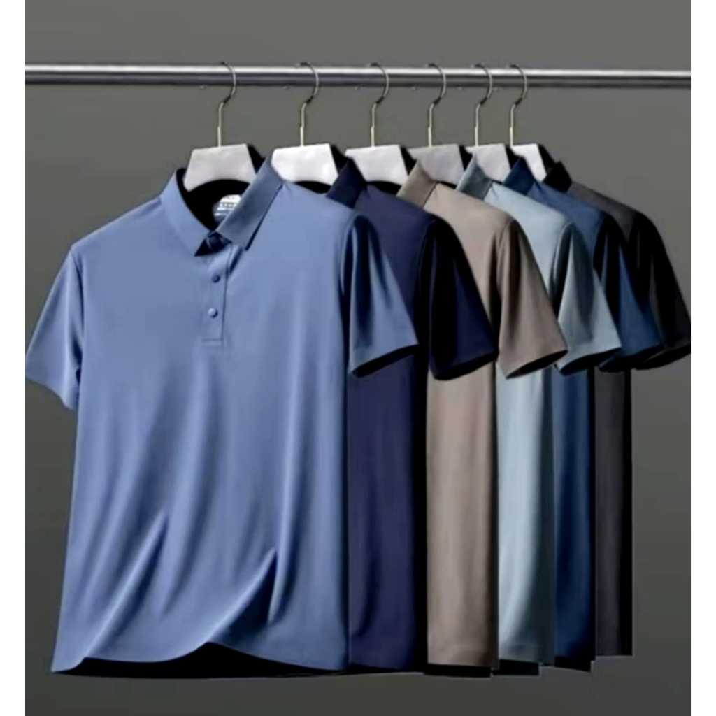 Kaos Kerah Polo Ice Silk Seamless Pria Baju Golf baju olah raga running Futsal koas polo putih
