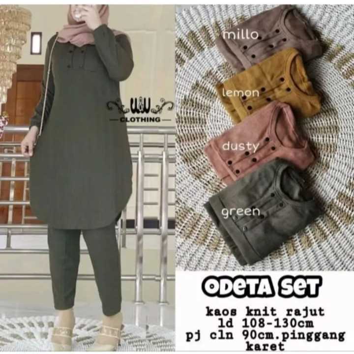 LD 110 120 130CM XL XXL XXXL BAJU SETELAN WANITA DEWASA SET ODETA SET SUPER JUMBO BAHAN KAOS KNIT RA
