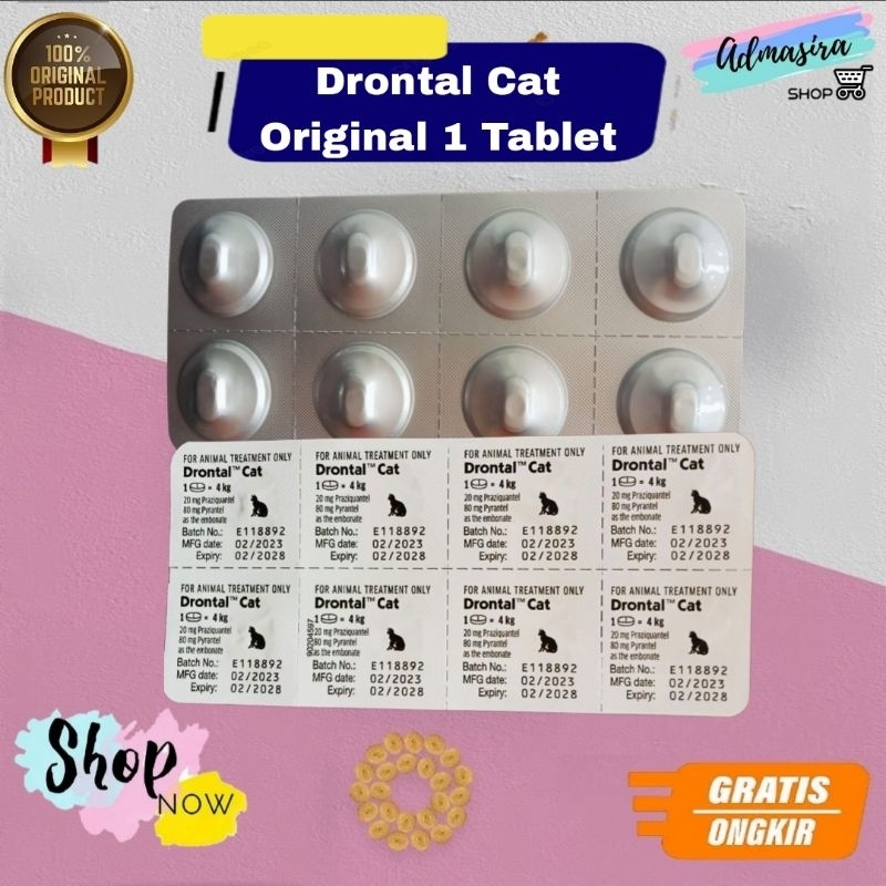 ASLI Garansi DRONTAL CAT Obat Cacing Kucing Drontal 1 Tablet ORIGINAL
