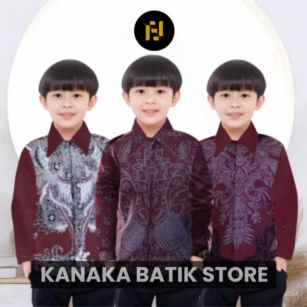 Kemeja Batik Anak Laki-laki Lengan Panjang Premium Quality - Kemeja Batik Modern