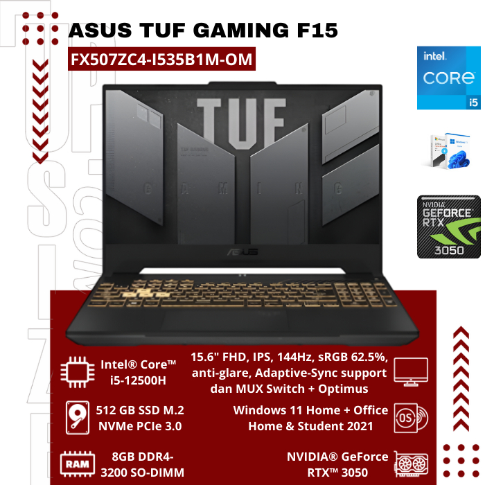 ASUS TUF Gaming F15 FX507ZC4-I535B1M-OM – Mecha Gray