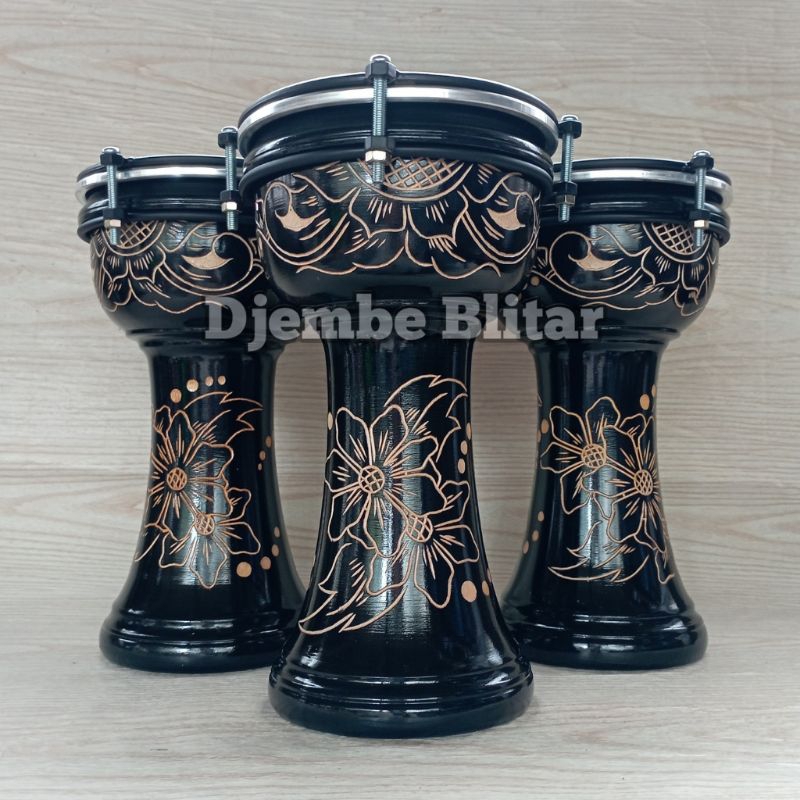 Darbuka 6 Inci Alat Musik Tradisional Jimbe Gendang Hadroh untuk Anak Kayu Mahoni Glossy