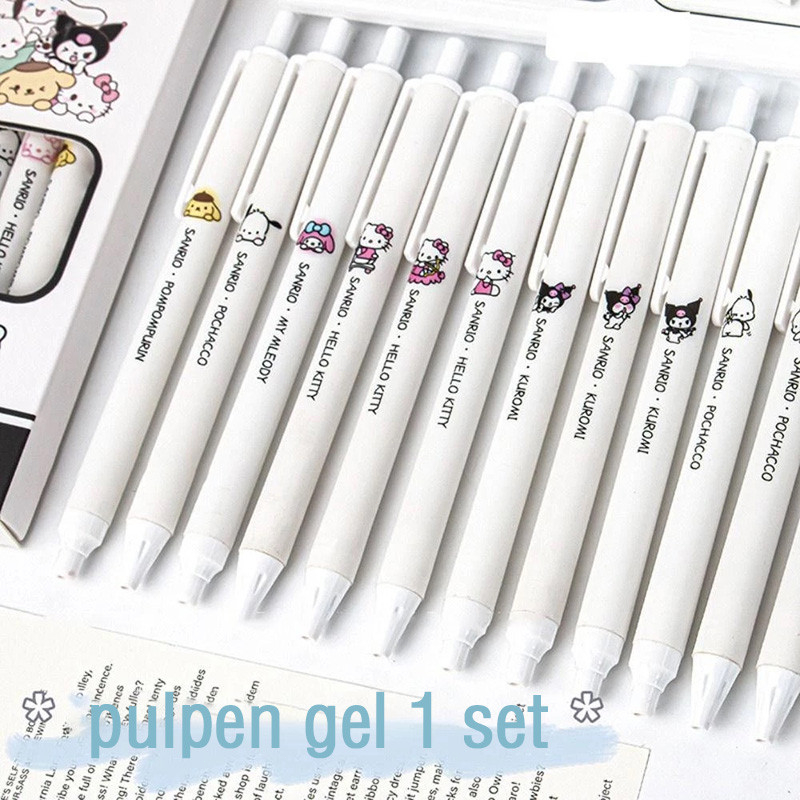 6 Pcs Pulpen Gel Aesthetic Pena Pen Retractable Stationery Korea Cute Gel Pens Bolpoin Lucu Pulpen G