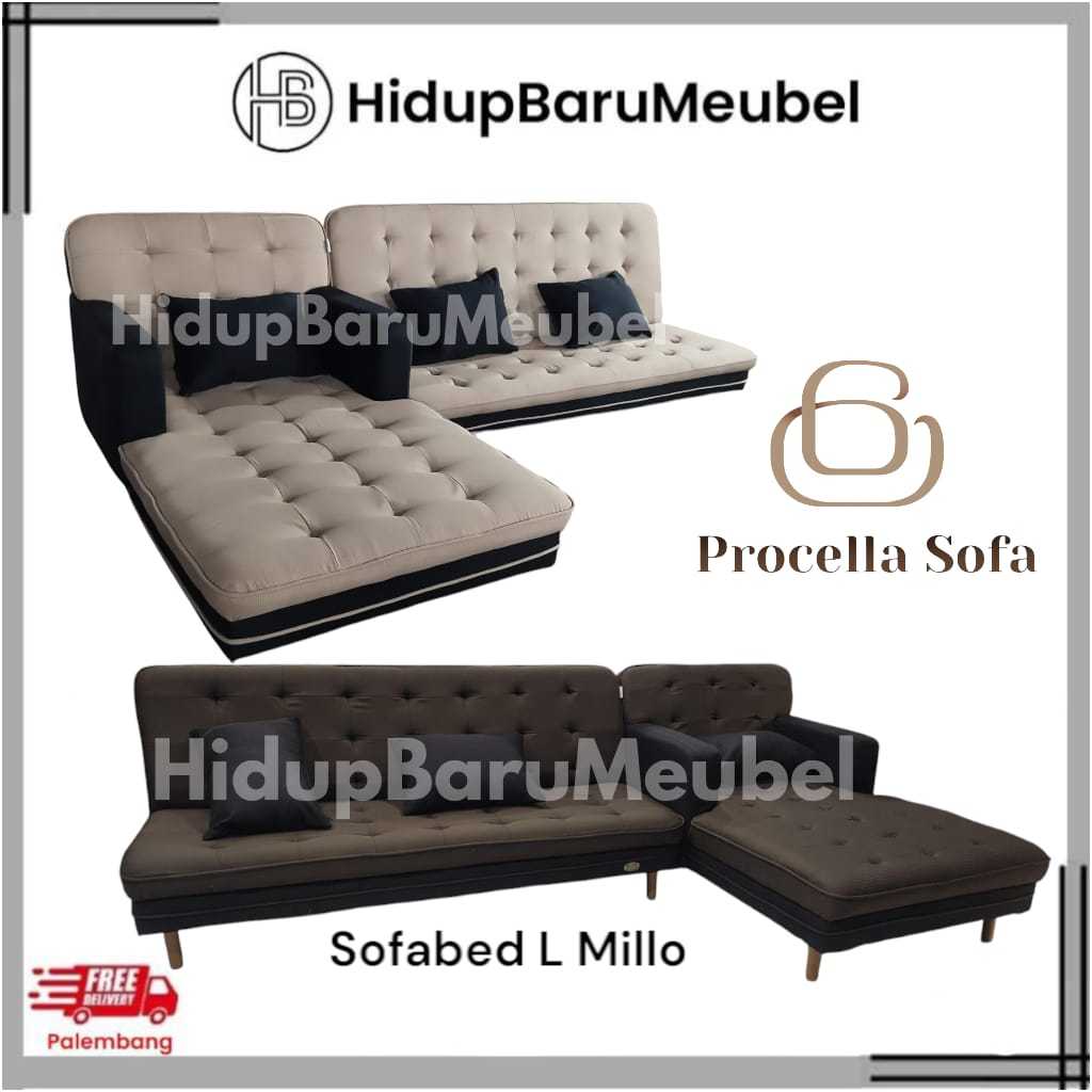 SOFA BED L millo / sofabed L by procella / kursi ruang tengah minimalis / sofa mewah murah ekonomis 
