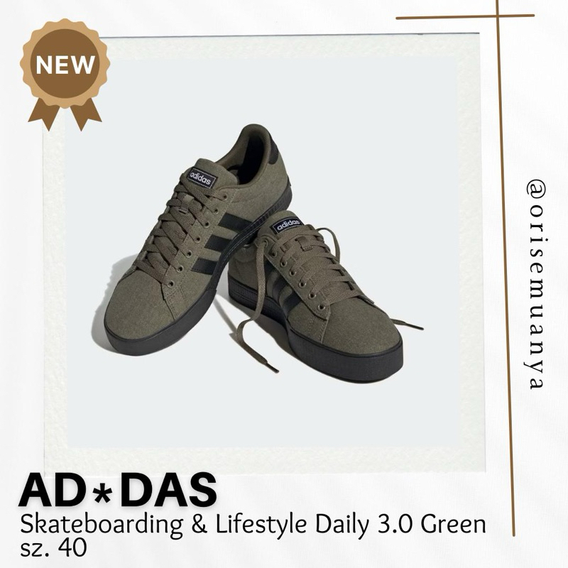(NEW) ADIDAS SKATEBOARDING & LIFESTYLE DAILY 3.0 GREEN SIZE 40