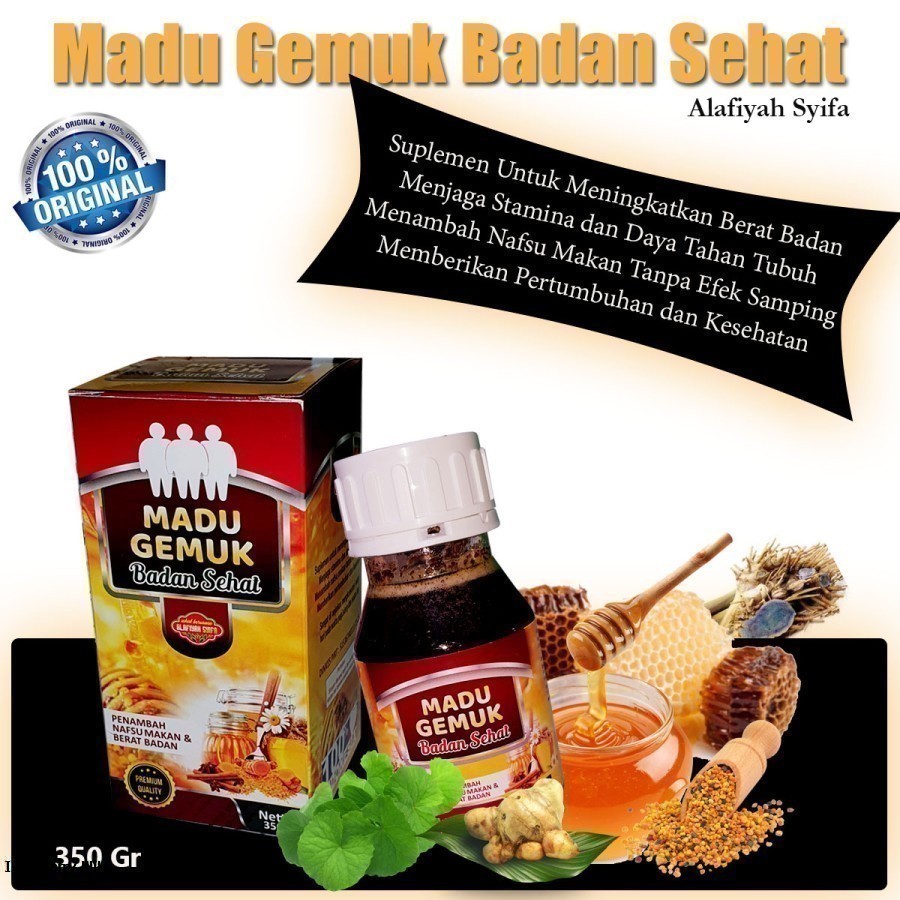 

MADU GEMUK Badan Sehat ALAFIYAH SYIFA( bin effendi ) penambah nafsu makan dan berat badan Original 350gr / Madu Gemuk Badan