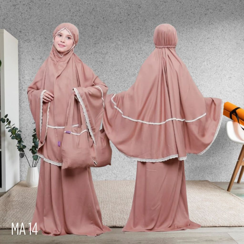 MUKENA RAYON ANAK RAUNA PRIDE MA 10 / MUKENA ANAK STELAN ATAS BAWAH