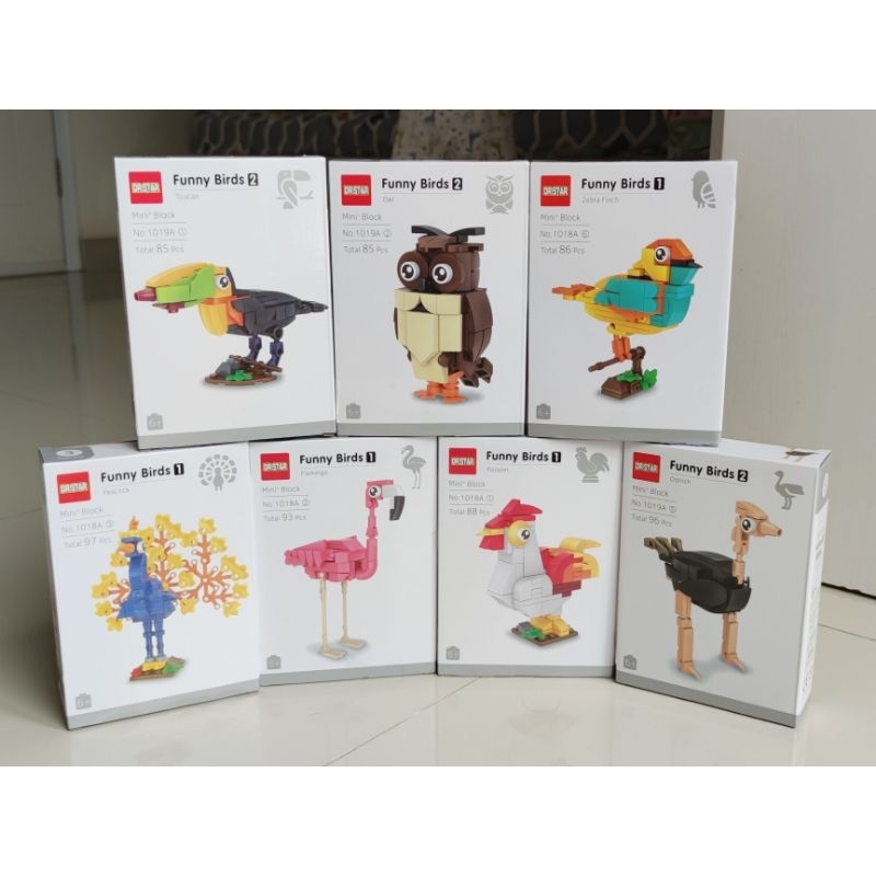 Dr Star Funny Bird Bricks Mini Lego Blocks Burung Cantik Toucan Owl Burung Hantu Finch Merak Peacock