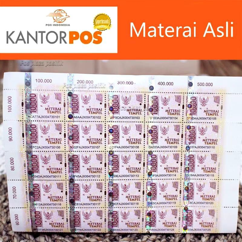 

Materai 10000 Asli pos indonesia materai matrai paket 10 pcs