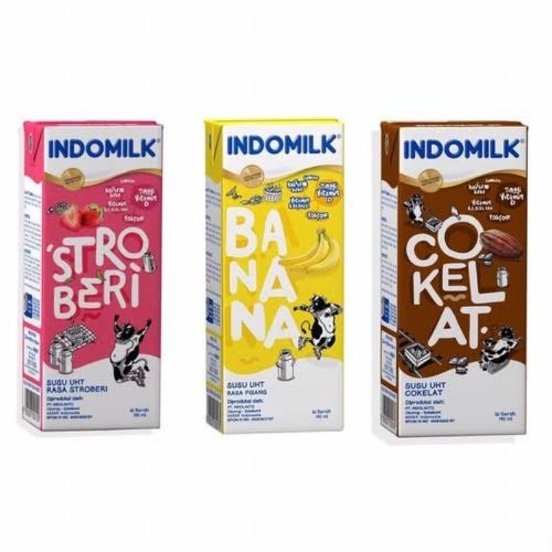 

SUSU UHT INDOMILK KOTAK RASA VANILLA | COKELAT | STROBERI | BANANA | BLUBERY NETTO 180 ML