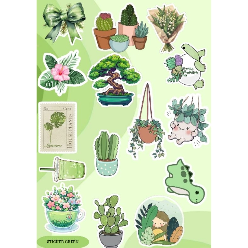 

STICKERDIY 15pcs bullet journal sticker kekinian GREEN EDITION
