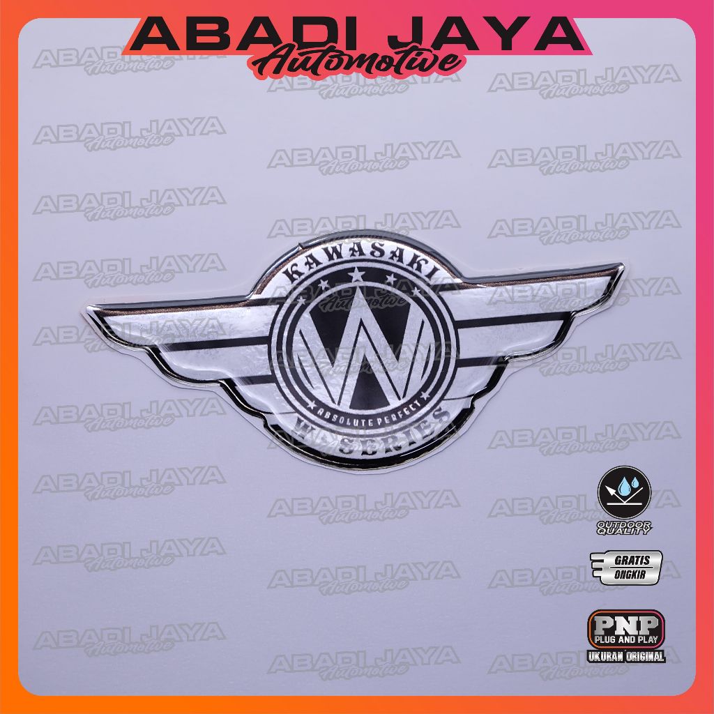 Emblem logo kawasaki w series / emblem timbul kawasaki w175 / sticker w175 / stiker logo w series ka