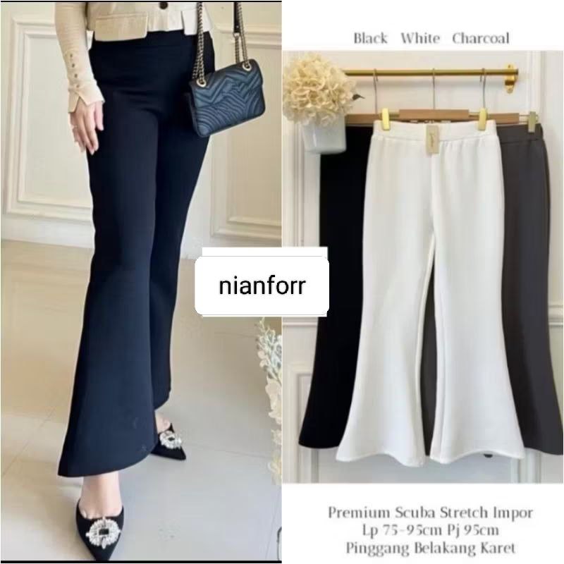 Flare Pants Celana Cutbray bahan cruba Cutbray polos Celana Cutbray panjang Celana kantor