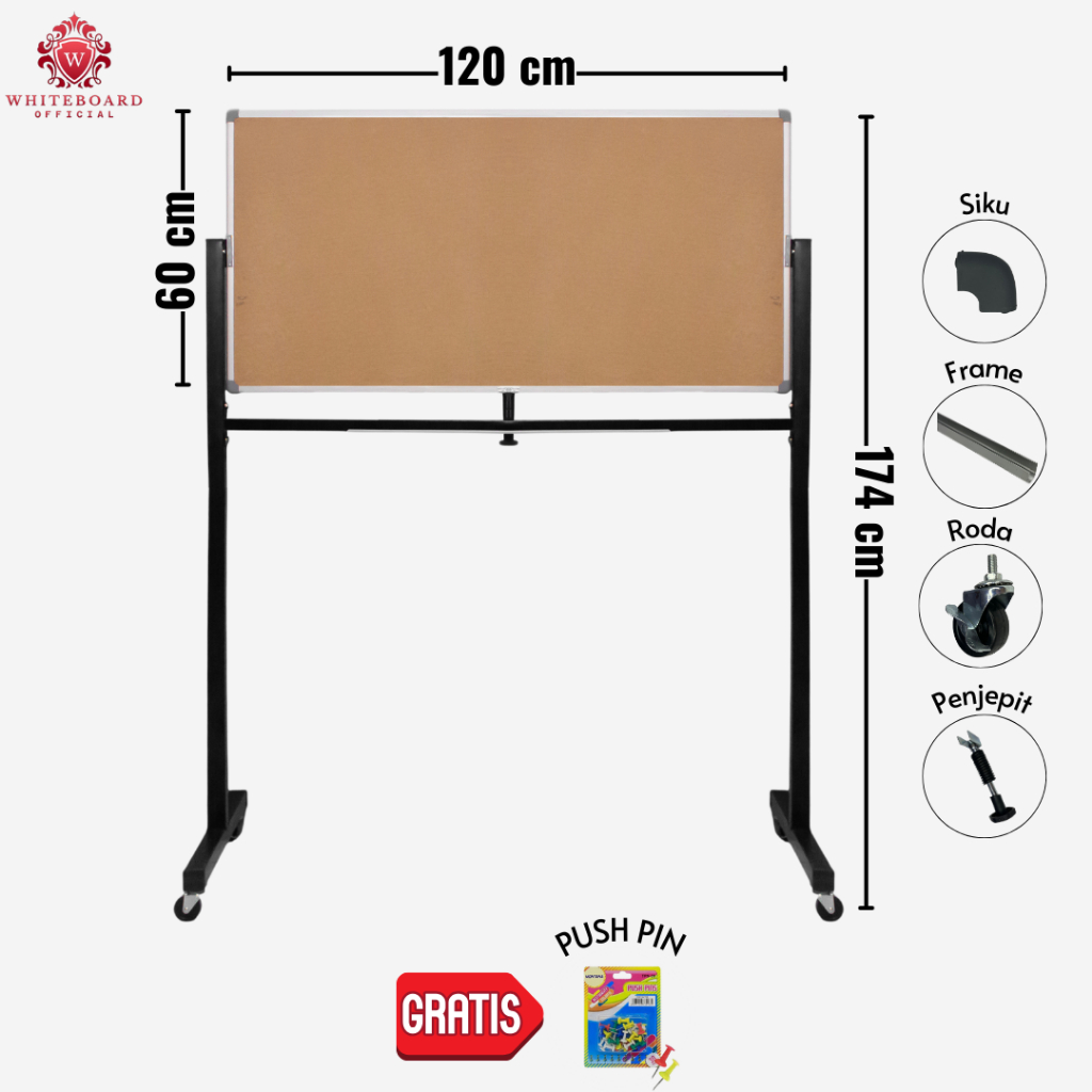 

SAKANA Softboard Standing 60x120cm / Message Board / Pin Board / Papan Mading / Papan Pengumuman