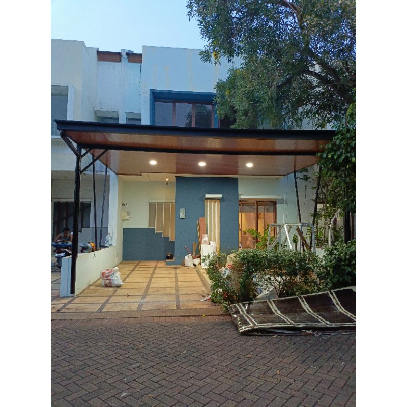 kanopi rangka baja ringan dengan plafon pvc