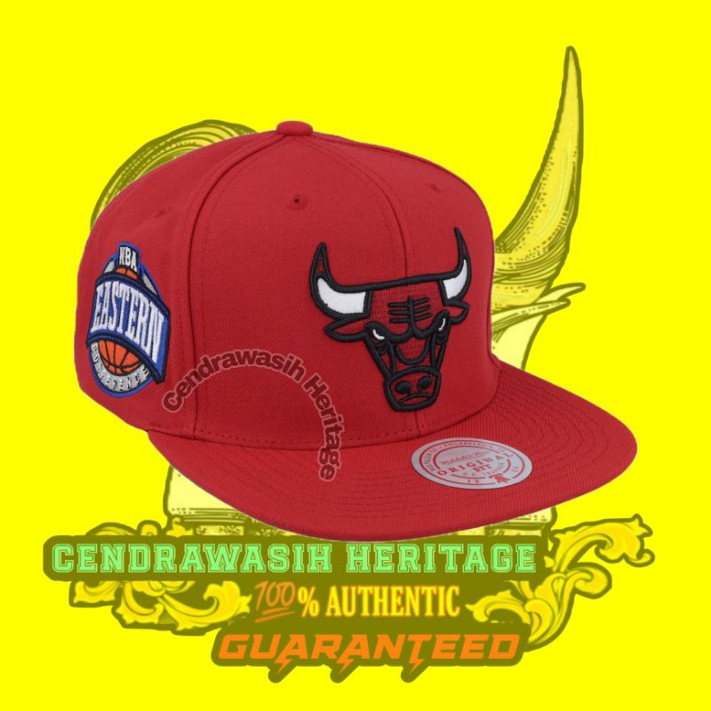 Mitchell And Ness Chicago Bulls Conference Patch Red Snapback Hat 100% Authentic