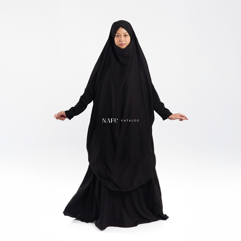 Nafc - Malika Galaxy Gamis Abaya French Khimar Jilbab Tangan Hijab Syari Haji Long French Khimar Umr