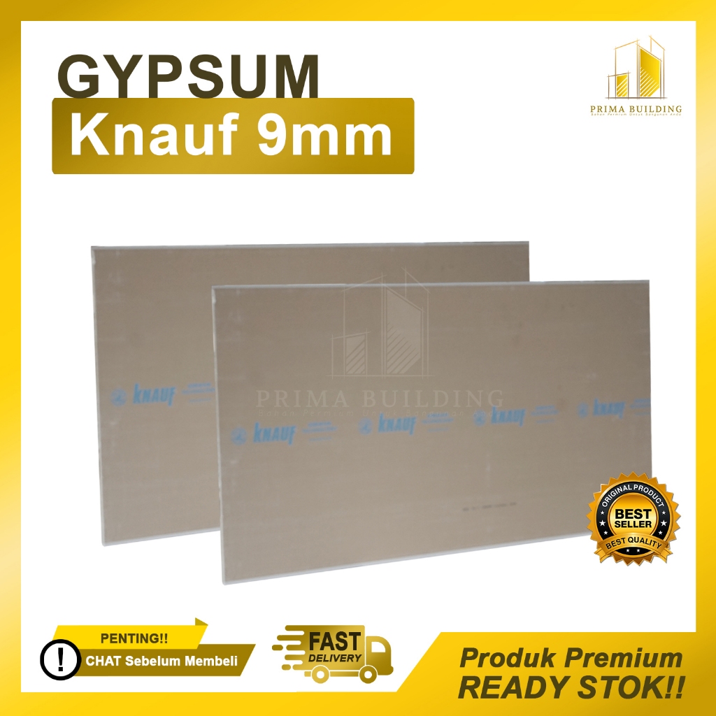 Gypsum Knauf 9mm / Gipsum Knauf 9 mm / Gypsum untuk plafon dan partisi merek Knauf 9 mm