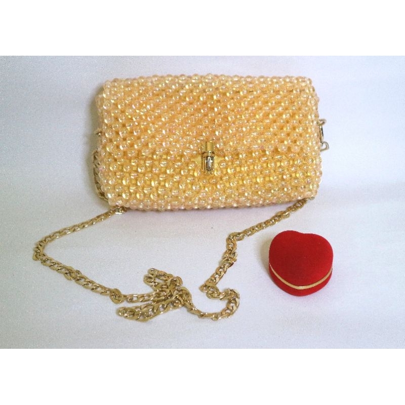 Tas Manik-manik Imut Warna Oranye keemasan - Peach Glow | IKCollection | Tas Estetik Lucu untuk Cewe