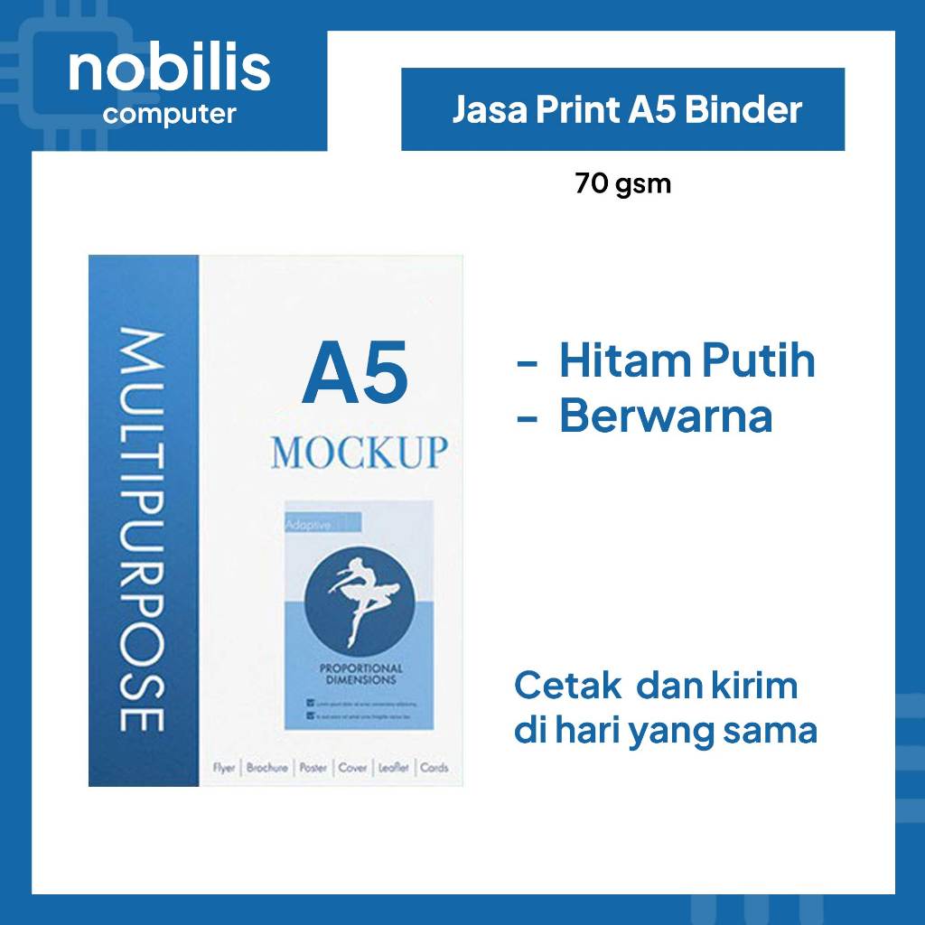 Jasa Cetak Print Dokumen HVS A5 Binder 70 gram gsm Hitam Putih / Warna