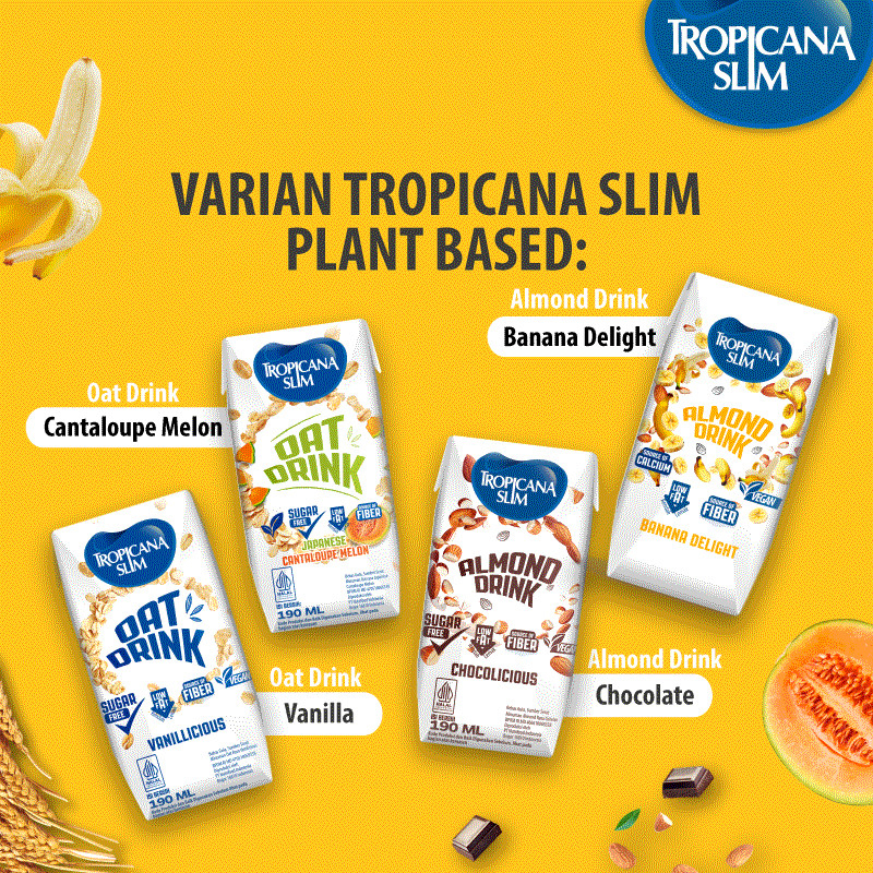 

Tropicana slim oat drink vanilla / almond drink coklat / oat drink melon 190 ml